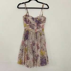 GUESS, fit and flare floral, dress, short, size 2, multicolor blush tones